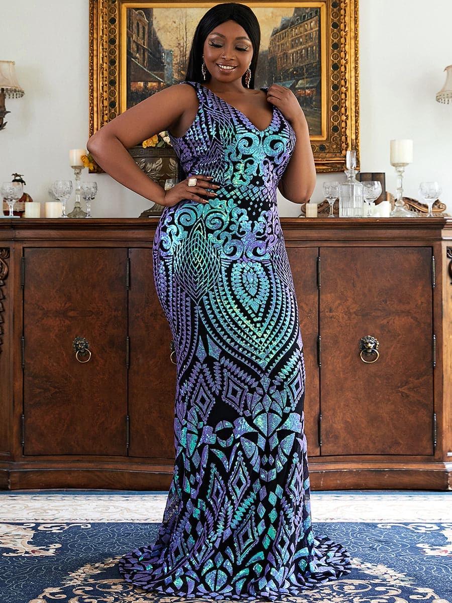 Plus Zip Back Sequin Formal Dress P0364 Plus Zip Back Sequin Formal Dress P0364