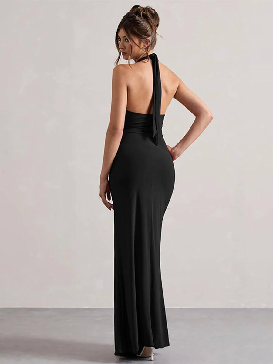 Halter Ruched Backless Formal Dress MYT1003 Halter Ruched Backless Formal Dress MYT1003