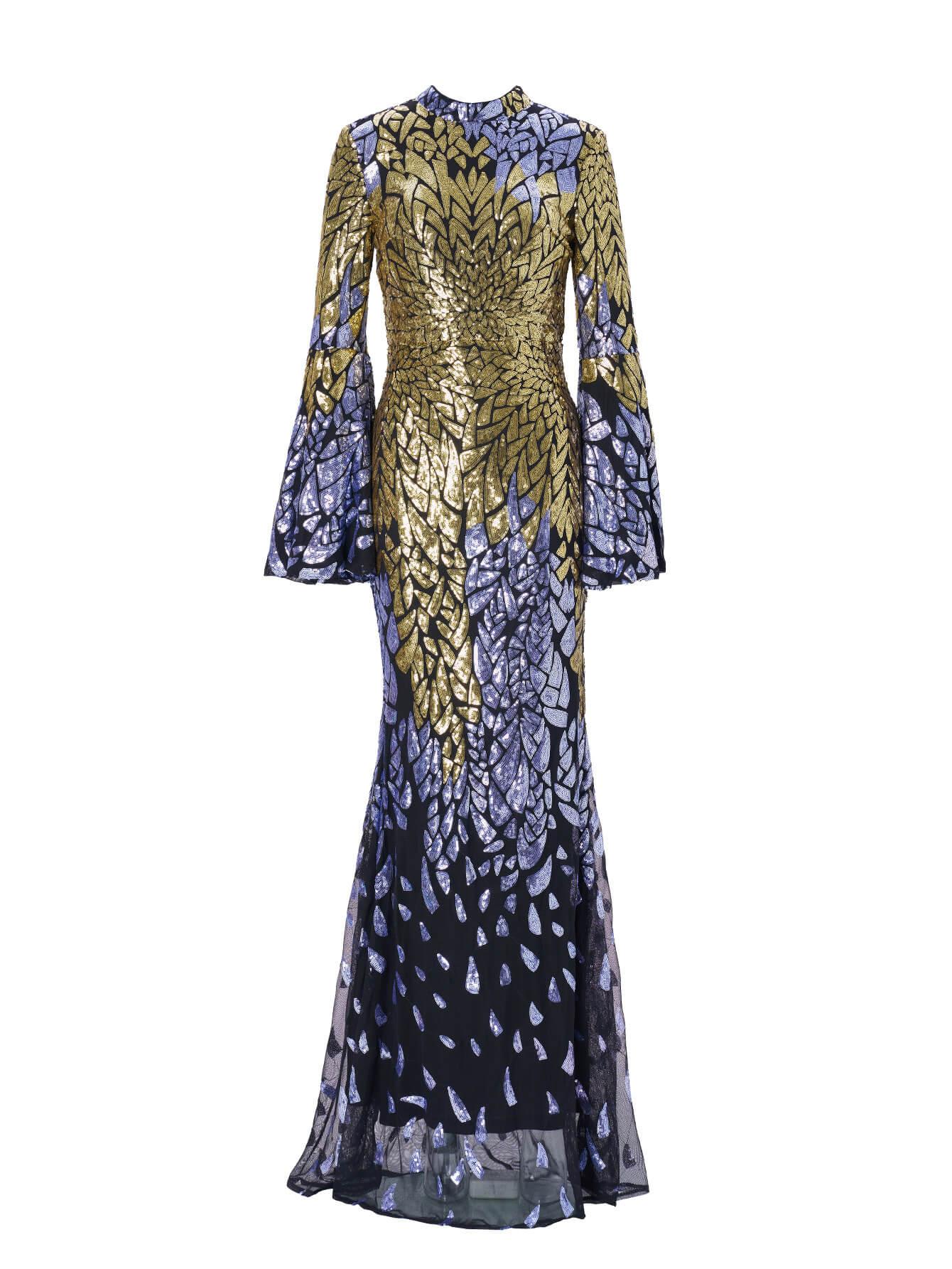 Backless Bell Sleeve Sequin Formal Dress XH2425 Backless Bell Sleeve Sequin Formal Dress XH2425