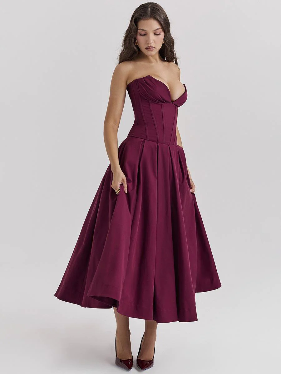 Black Corset Strapless A-line Prom Dress MYC1010 Black Corset Strapless A-line Prom Dress MYC1010