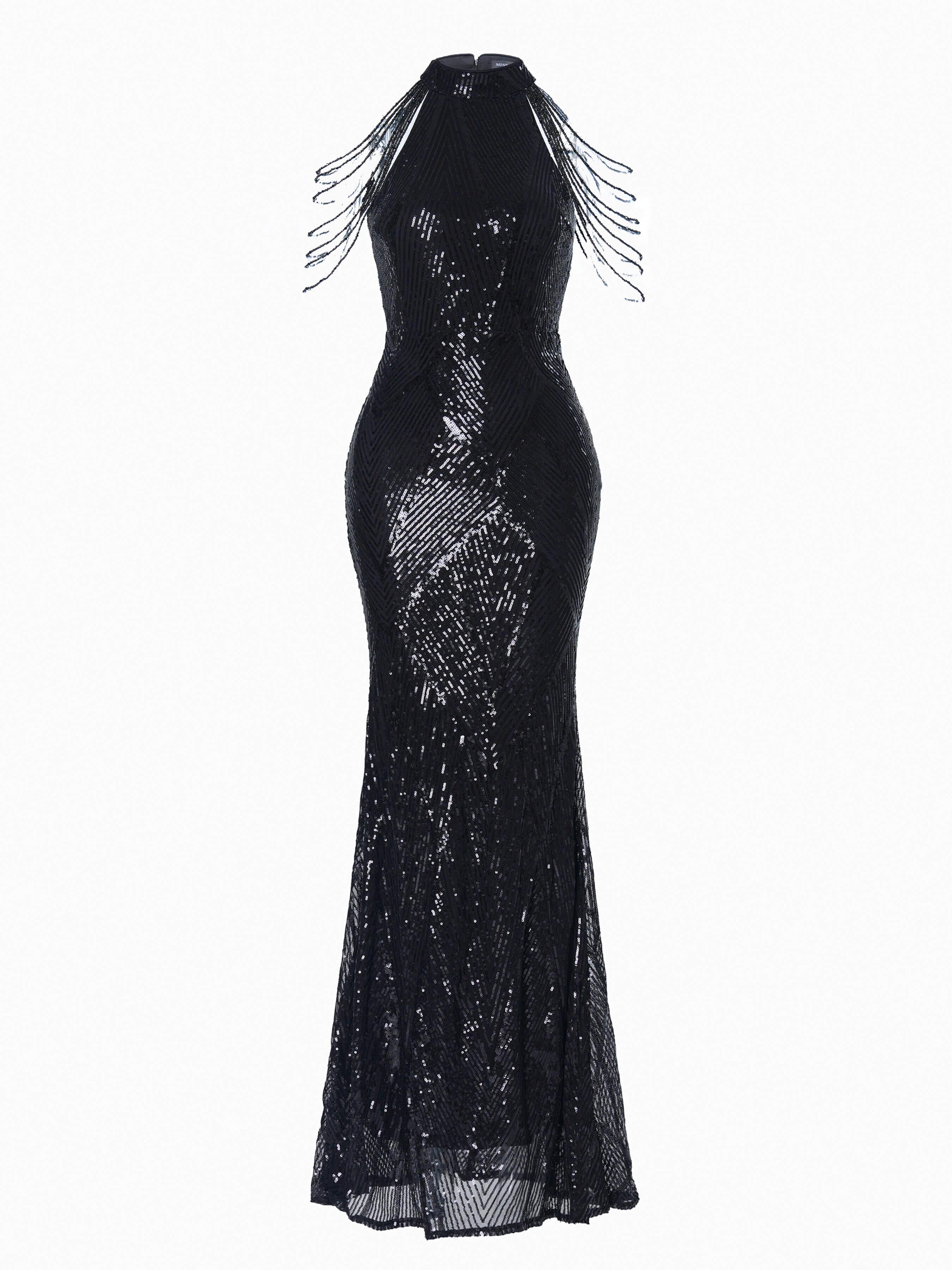 Cold Shoulder Beads Chain Cocktail Dress M01081 Cold Shoulder Beads Chain Cocktail Dress M01081