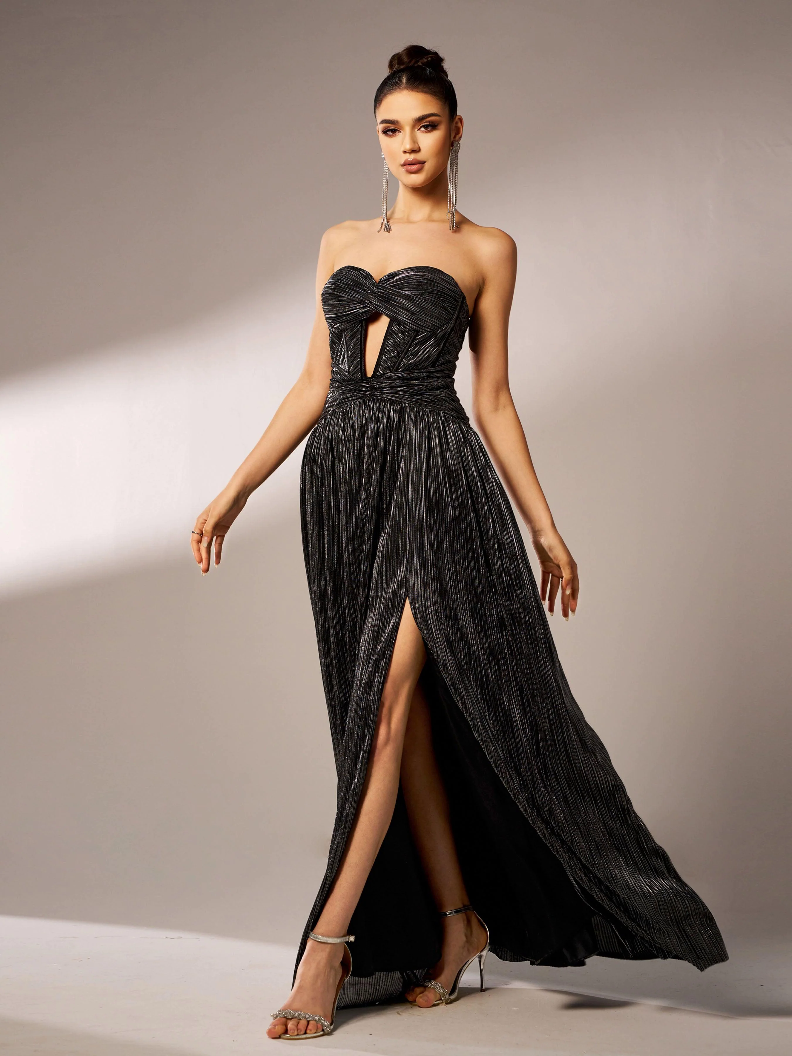 Corset Strapless Split Plain Maxi Dress DH80174 Corset Strapless Split Plain Maxi Dress DH80174