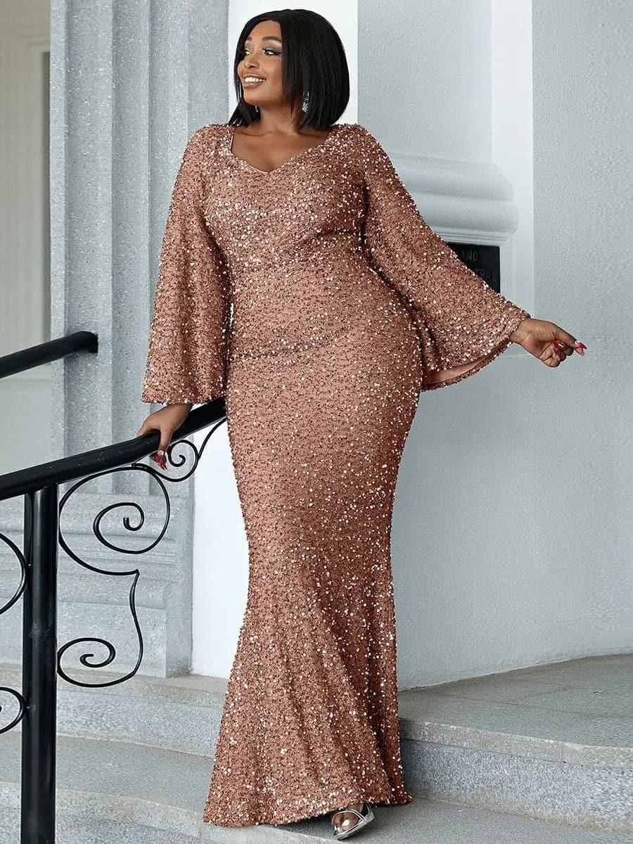 Flared Sleeve Curve Dress PM02010 Flared Sleeve Curve Dress PM02010