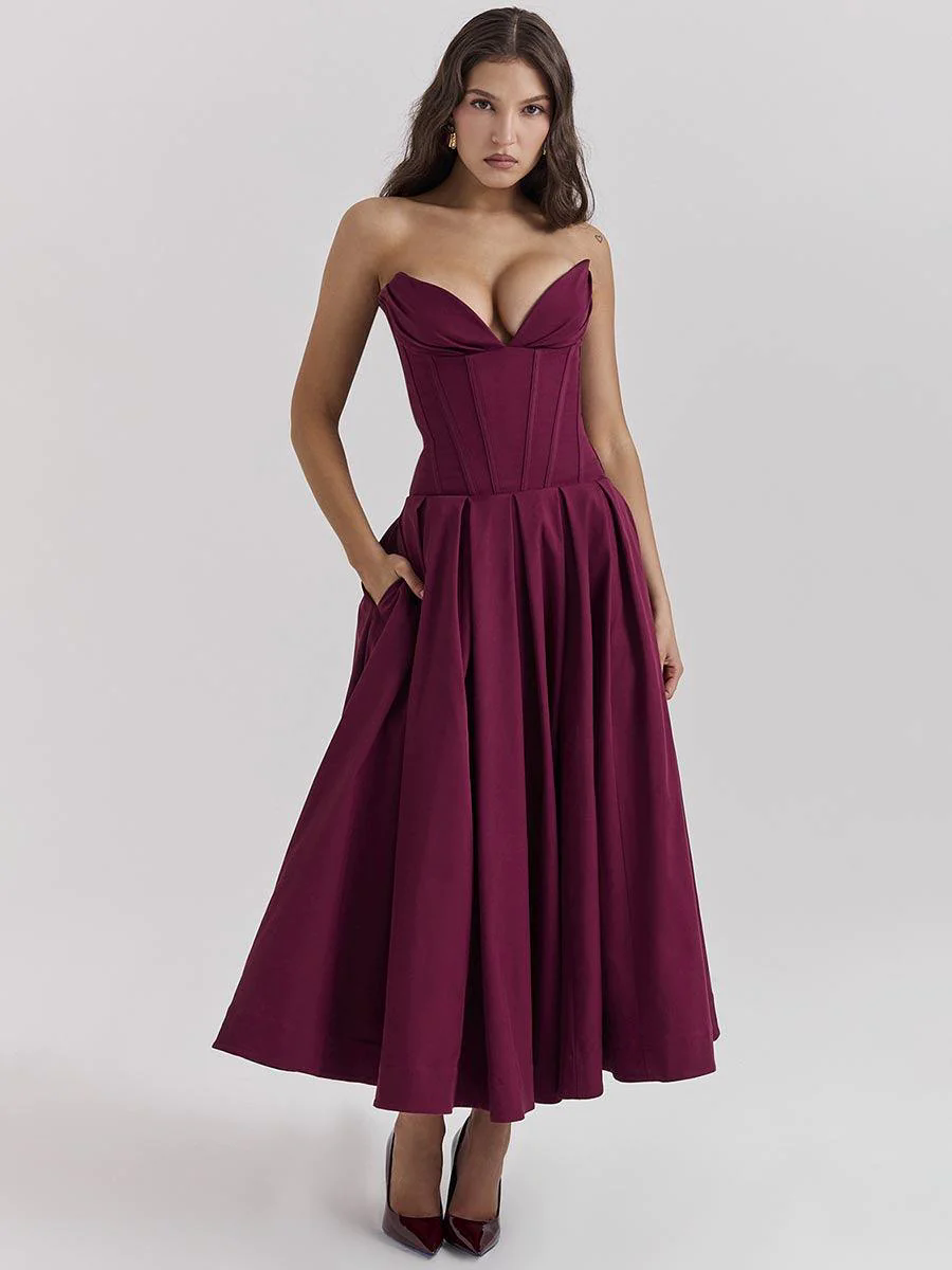 Black Corset Strapless A-line Prom Dress MYC1010 Black Corset Strapless A-line Prom Dress MYC1010