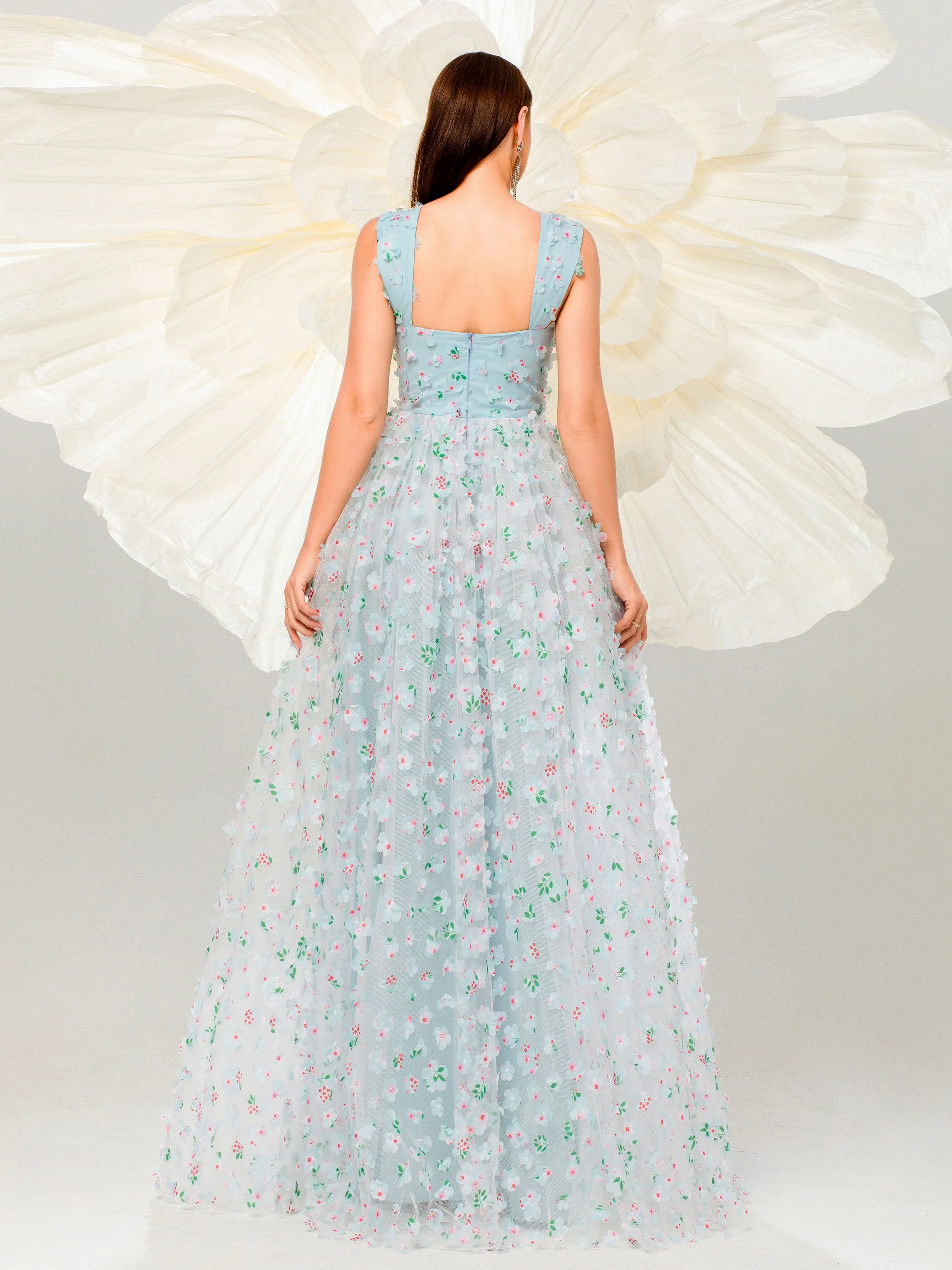 Appliqued Pink Camisole Floral Tulle Dress GM00142 Appliqued Pink Camisole Floral Tulle Dress GM00142