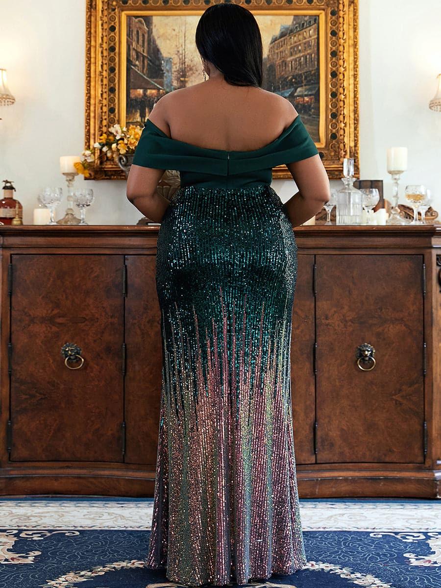 Plus Size Gradient Maxi Sequin Prom Dress PXH2125 Plus Size Gradient Maxi Sequin Prom Dress PXH2125
