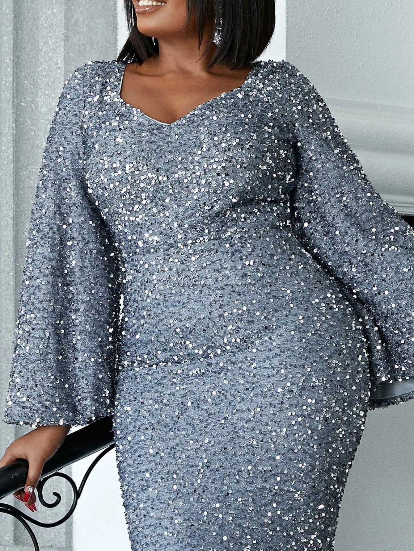 Flared Sleeve Curve Dress PM02010 Flared Sleeve Curve Dress PM02010