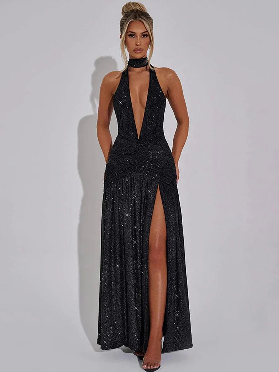 Halter Backless Sequin Plung Prom Dress MYC2020 Halter Backless Sequin Plung Prom Dress MYC2020