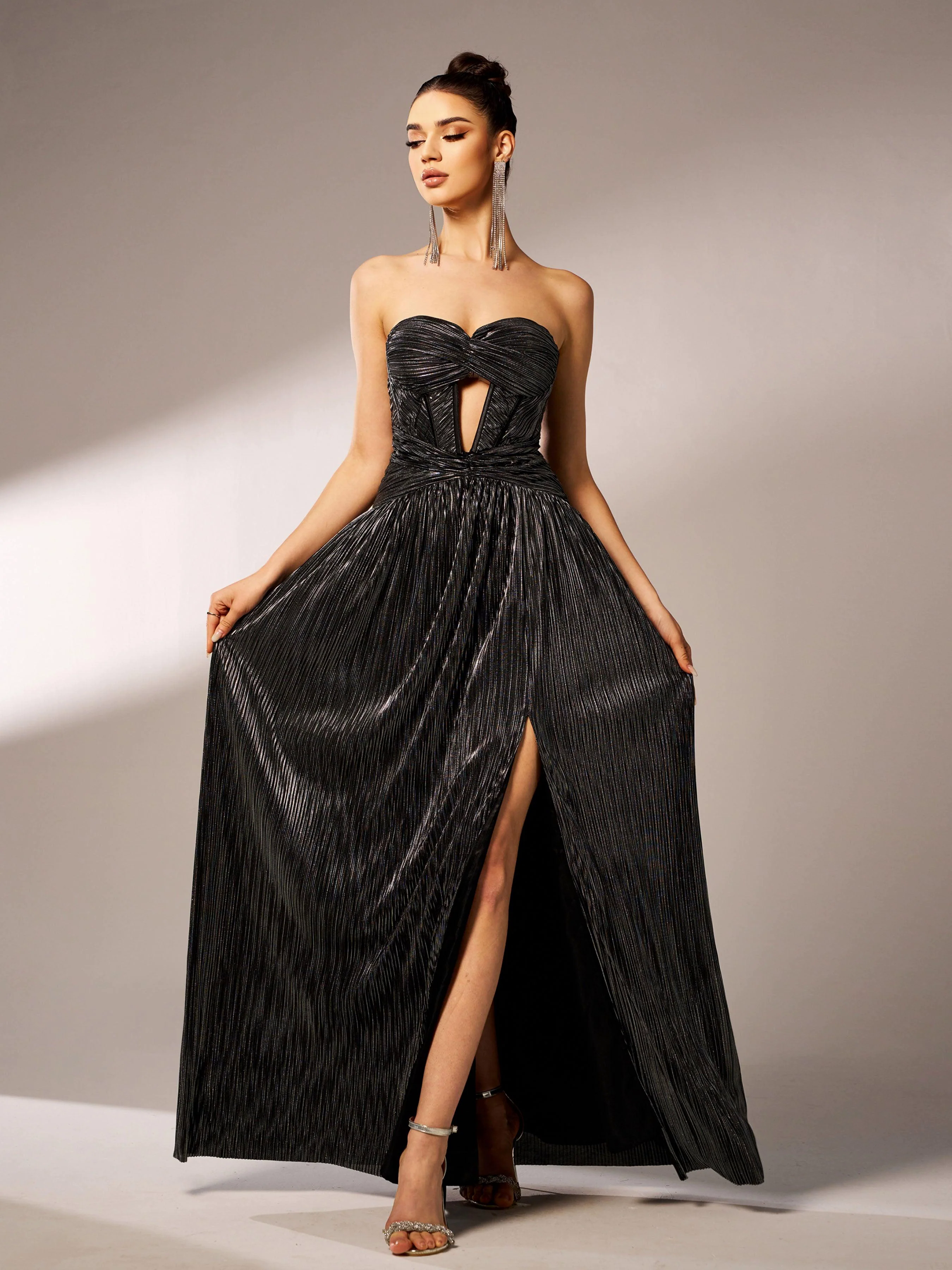 Corset Strapless Split Plain Maxi Dress DH80174 Corset Strapless Split Plain Maxi Dress DH80174