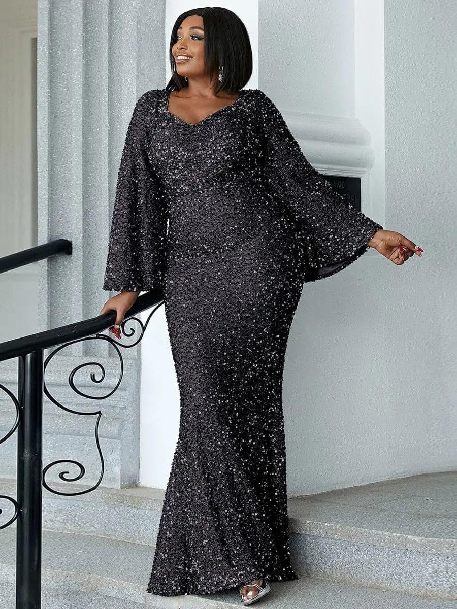 Flared Sleeve Curve Dress PM02010 Flared Sleeve Curve Dress PM02010