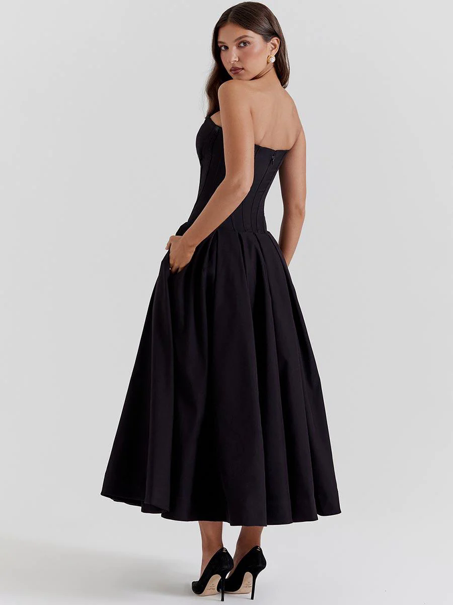 Black Corset Strapless A-line Prom Dress MYC1010 Black Corset Strapless A-line Prom Dress MYC1010