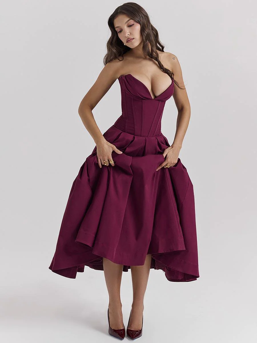 Black Corset Strapless A-line Prom Dress MYC1010 Black Corset Strapless A-line Prom Dress MYC1010